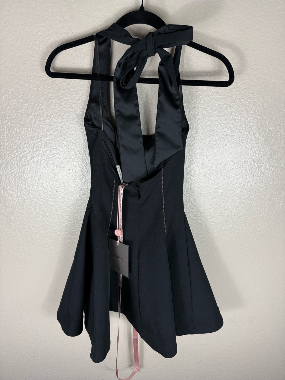 House of CB Loulette Black Halter Neck Bow Mini Dress - Picture 7 of 10